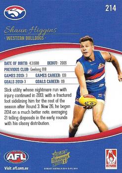 2014 Select AFL Honours Series 1 #214 Shaun Higgins Back